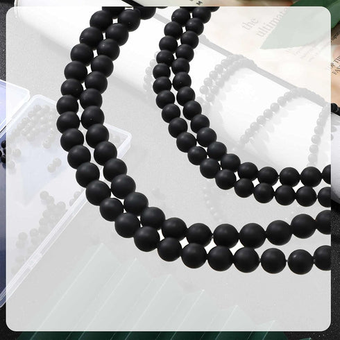 Ecally 300 Pieces Black Matte Onyx Beads Natural Black Agate Round Frosted Onyx Gemstone Loose Beads for Bracelet Necklace Jewelry DIY Making(6 mm...