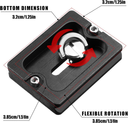 2 Pieces Metal Quick Release Plate with 1/4''-20 Camera Screw Tripod Mount Plate Fits Standard for DSLR Camera Tripod Ball Head, Black (PU50)...