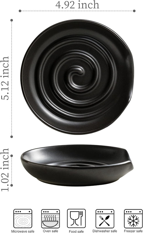 Spoon Rest, Large Spoon Holder for Kitchen Counter, Cooking Spoon Rest for Stove Top, Perfect for Framhouse Decor, Housewarming Gift Set, Black...