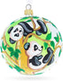 Panda Bears on Tree Branch Glass Ball Christmas Ornament 4 Inches...