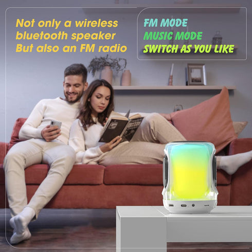 Cute Small Bluetooth Speakers with RGB Multi-Colors Rhythm Lights, Portable Bluetooth Speaker with FM Radio, Loud Stereo Sound, Dual Pairs, Teenag...
