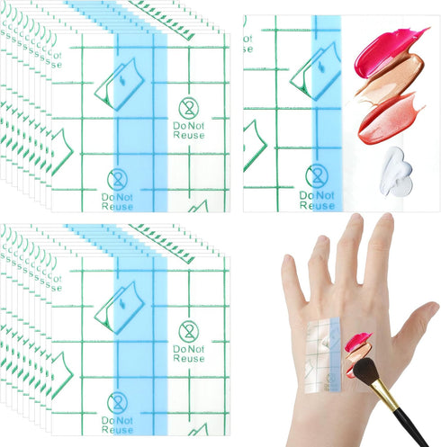 Qianyu 100 Pieces Makeup Hand Palette Single Use Makeup Mixing Palette Professional Makeup Artist Must Haves Disposable Transparent Waterproof Cos...