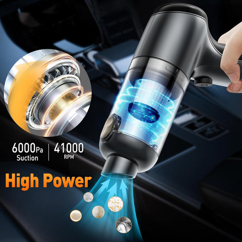 Mini Handheld Vacuum Cordless, Portable Car Vacuum Cleaner Rechargeable, 3 in 1 Dust Buster & Air Blower & Hand Pump Small High Power Vacuum for H...