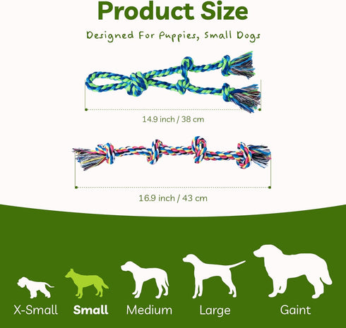 2 Pack Dog Rope Toy for Small Dogs, Puppy Teething Toys, Durable Cotton Puppy Chew Toys for Teething, Small Dog Toys for Aggressive Chewers, Inter...