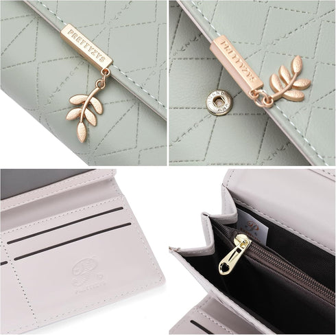 Women Leather Wallet RFID Blocking Credit Card Holder for Women Ladies Wallets Clutch Zipper Coin Pocket,Mint Green...
