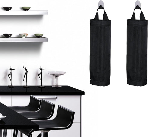 Mesh Garbage Bag Sulimy Plastic Bag Holder Dispensers 2pcs Folding Hanging Storage Trash bags Holders Organizer Recycling Grocery Pocket Container...