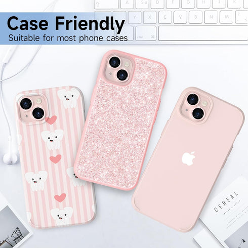 YWXTW for iPhone 15 Plus/ iPhone 15 Camera Lens Protector, Individual Bling Glitter Metal Ring Tempered Glass Camera Screen Protector for iPhone 1...