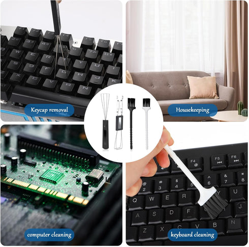 2PCS Keycap Puller and Switch Puller with 2PCS Keyboard Brush, Keycap Remover Switch Puller Mechanical Stainless Steel Keyboard Remover Keyboard C...
