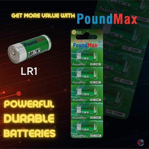 5 X PoundMax 910A LR1 N Type MN9100 1.5V Alkaline Batteries...