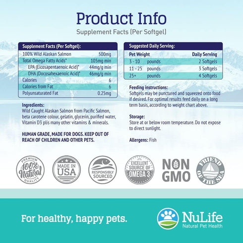 100% Pure Omega 3 Fish Oil for Dogs & Cats - Pet Fish Oil Supplement with DHA & EPA Fatty Acids for Healthy Skin & Shiny Coat - Improves Shedding ...