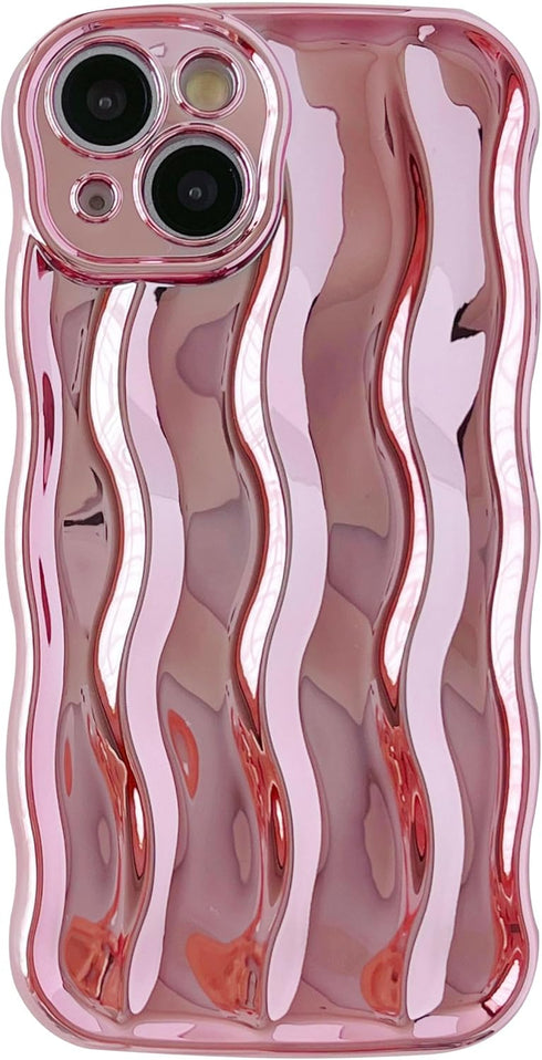 Caseative for iPhone 11 Case,Water Ripple Pattern Curly Wave Frame Soft Compatible with iPhone Case (Light Pink,iPhone 11)...