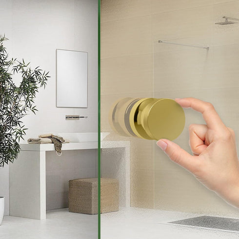 CKB Double Sided Shower Glass Door Knob, Polished Gold Finish with Solid 304 Stainless Steel Door Handle Pull for Bathroom. Compatible with 5/16" ...