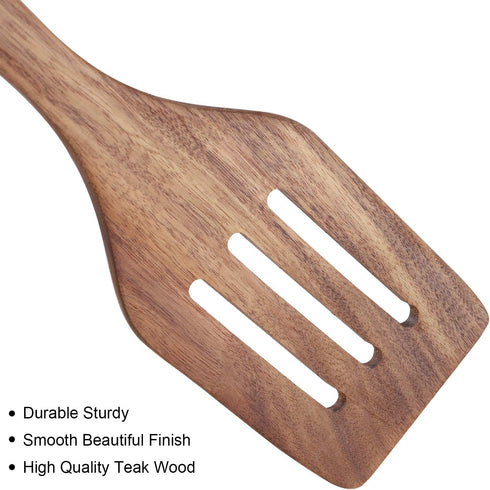 Wooden Cooking Utensils Set 4-Piece Wood Kitchen Utensil Set for Non Stick Cookware Wooden Spatula,Fork,Turner,Ladle,Strainer Spoons...