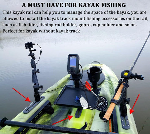 Kayak Track, Kayak Low Profile Track, Kayak Rail, Kayak Accessories Mount Track, Kayak Gear Track for Fishing Rod Holder, Fish Fider, Cup Holder, ...