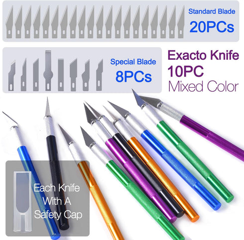 38pcs 8" Exacto Knife & Blades Set for Crafts, Utility Razor Xacto Knife, Paper Cutter(Exacto Utility Knife)...
