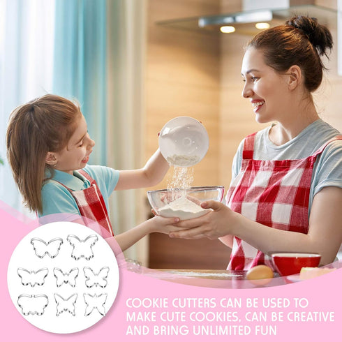 8 Pieces Butterfly Cookie Cutter Set Stainless Steel Metal Biscuit Cutter Mould and 6 Pieces Sugar Stirring Pins for Sandwich Chocolate Fondant Bi...