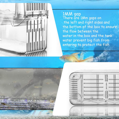 Fish Breeding Box Aquarium Fish Tank Hatchery Incubator Breeder Box Fish Breeding Tanks Acrylic White Breeder Isolation Divider Hatching Boxes wit...