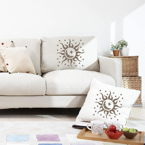 GORGECRAFT Large Sun and Moon Stencils 12x12 Inch Reusable Star Stencil Template Signs Home Wall Decor for Painting on Wood Wall Scrapbook Card Fl...