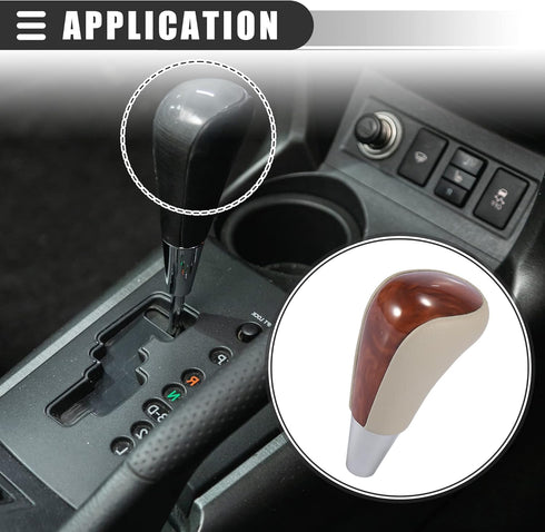 Motoforti Car Automatic Gear Stick Shift Knob, for Toyota RAV4 Camry Corolla, Faux Leather, Wood, Beige Brown...