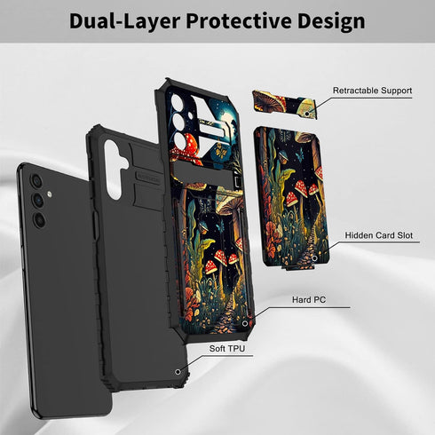 Galaxy A14 5G Phone Case for Samsung A14 5G Wallet Case with Credit Card Holder & Kickstand Dual Layer Hard PC Soft TPU Case for Samsung Galaxy A1...