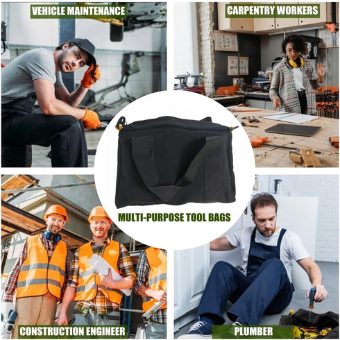 16 Inch Wide Mouth Tool Bag, Canvas Tool Storage Bag for Men, Large Capacity Handbag, Multi-function Tool Organizer Tote Bag for Storage Wrenches ...