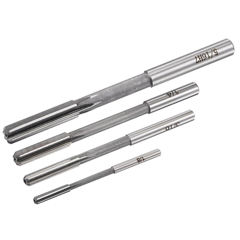 uxcell 1/8" 3/16" 1/4" 5/16" Chucking Reamer H7 Accuracy High Speed Steel Lathe Machine Reamer 6 Straight Flutes Round Shank Milling Cutter Tool R...