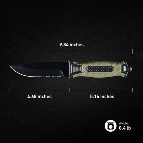 10" Fixed Blade Tactical Knives with Sheath and Clip, Stainless Steel Survival Hunting Bushcraft Full Tang Non-Slip Handle Outdoor Knife for Campi...