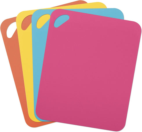 Dexas Heavy Duty Cutting Board Grippmat, Flexible Cutting Boards for Kitchen, Set of 4, Non Slip Plastic Board Cutting Mat 11.5 by 14 inches, Brig...