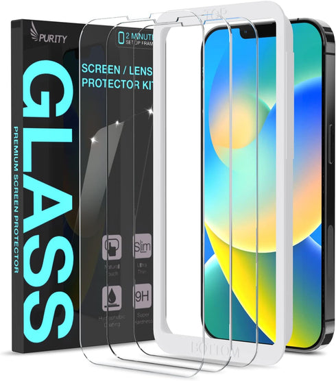 Purity Screen Protector Designed for iPhone 14 Plus 2022 (3 Pack) Tempered Glass Screen Protectors Slim Case Friendly + HD Clarity 9H Hardness Fil...