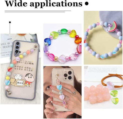 LiQunSweet 320 Pcs 8-Colors Clear Acrylic Beads Sweet Heart 8mm Dyed AB-Color Loose Beads in Bulk for Necklace Bracelet Earrings Jewelry Making...