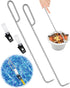 2PCS Skimmer Basket Hook, Swimming Pool Skimmer Basket Handle, Long Stainless Steel Skimmer Lid Lifting Hook with Pool Test Strip Clip Inground Po...