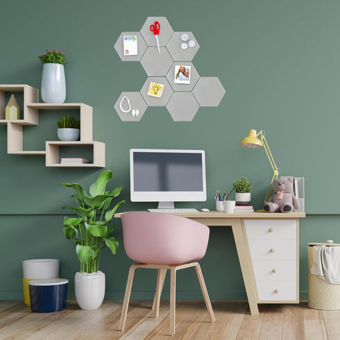 15 Pack 7" x 8" x 3/8" New Version Durable Rubber Hexagon Bulletin Board Tiles Versatile Peel Stick Self Adhesive Foam Pin Board, Acoustic Dampeni...