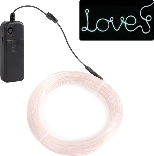JIGUOOR EL Wire Battery Pack 16.4ft / 5m Bright Neon Light Strip 360° Illumination Neon Tube Rope Lights for DIY, Festival, Party Decoration, Pub,...