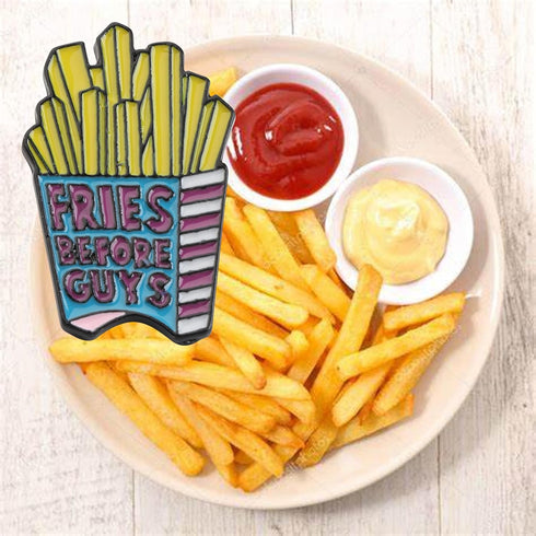 LQRI French Fries Enamel Lapel Pin Brooch Fries Before Guys Gift French Fries Lover Gift Funny Fry Food Enamel Pins...