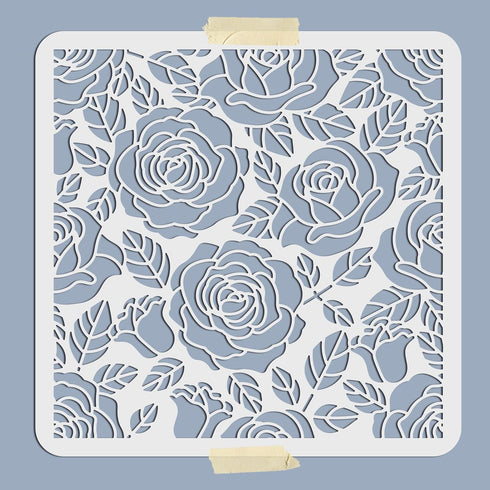 Rose Flower Stencils Rose Stencils Rose Background Template 11.8"x 11.8" Rose Floral Stencils PET Reusable Craft Painting on Wood Canvas Wall Furn...