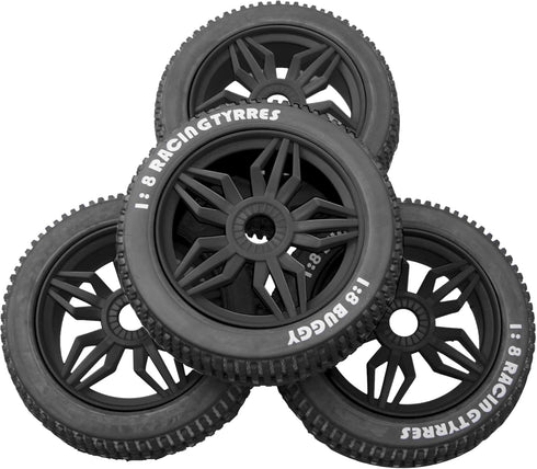 ShareGoo OD 4.52" 1/8 RC Buggy Rubber Tires Tyre w/ 5 Spoke Plastic Rim 17mm Hex Compatible with Arrma Kyosho Exceed RC Traxxas Redcat HSP HPI 1/8...