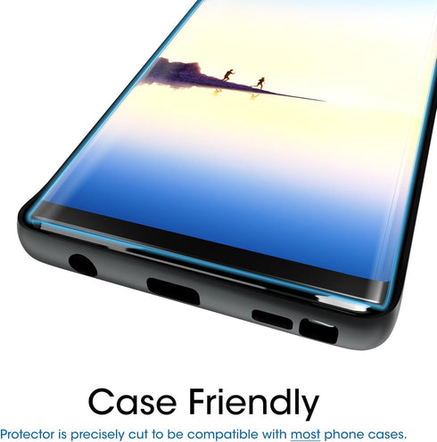 amFilm Glass Screen Protector for Samsung Galaxy Note 8, Full Screen Coverage, 3D Curved Tempered Glass, Dot Matrix with Easy Installation Tray (B...