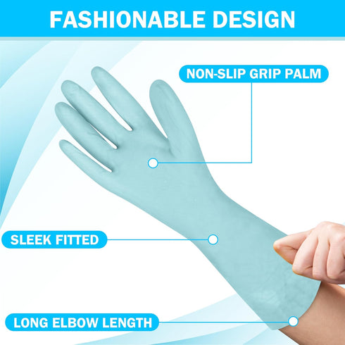 Reusable Rubber Gloves - 3 Pairs Household Cleaning Gloves Latex Free for Kitchen Dishwashing Laundry Cooking and Bathroom, Non - Slip, Small...