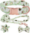 Dog Collar and Leash Set with Flower Bow Tie Girls Dog Collar Dog Tag Metal Buckle Adjustable for Small Medium Large Dogs Avocado-XS...