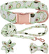 Dog Collar and Leash Set with Flower Bow Tie Girls Dog Collar Dog Tag Metal Buckle Adjustable for Small Medium Large Dogs Avocado-XS...