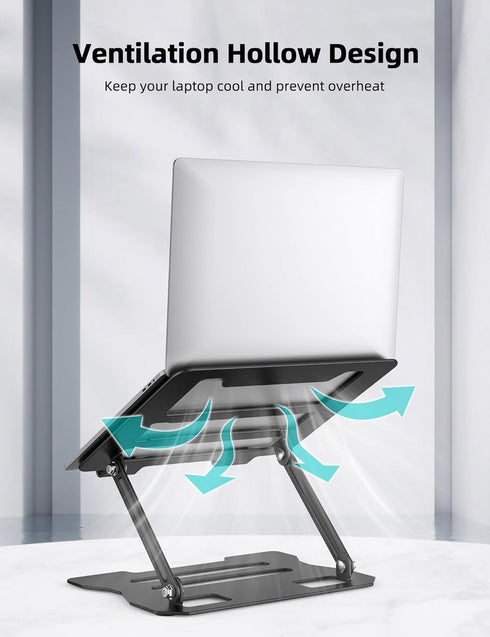Laptop Tablet Stand, Universal Adjustable Carbon Steel Laptop Computer Stand, Ergonomic Foldable Portable Desktop Tray Cooling Holder Compatible w...