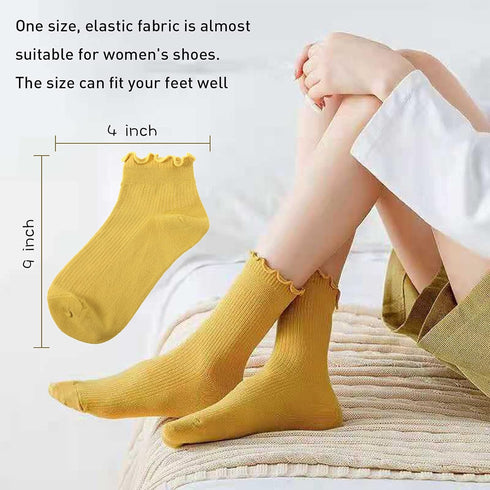 Yahenda 10 Pair Women Ruffle Socks Aesthetic Frilly Ankle Socks Cuff Socks Knit Lace Ruffle Cute Socks for Women Girls...