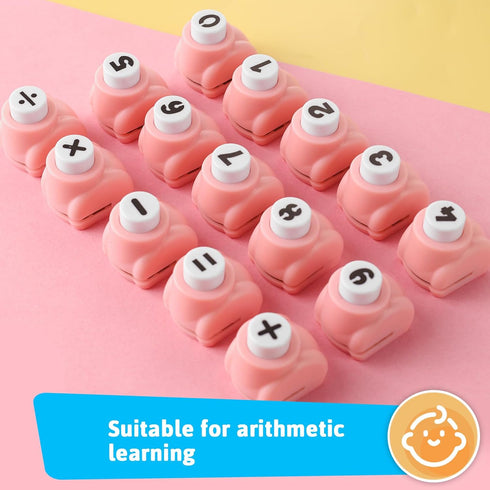 LOVEINUSA 15PCS Arithmetic Paper Punch Set, Paper Craft Punches Pink Hole Puncher with Mathematical Symbol for Preschool Education Math Class...