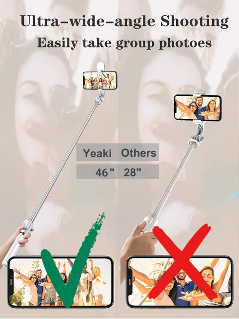 Selfie Stick Tripod with Wireless Remote, 46'' Cellphone Selfie Stick Tripod with LED Fill Light, for iPhone 16/15/14/14 pro/13/13 Pro/12/11/11 Pr...