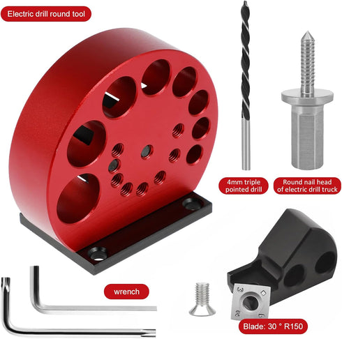 4 Pcs Dowel Maker Jig Kit, Carbide Inserts Dowel Maker, Metric 8-20mm 8 Holes Adjustable Dowel Cutter Plate, Aluminum Alloy Electric Drill Milling...