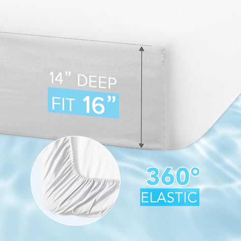 Comfort Spaces Coolmax Moisture Wicking Sheet Set Soft, Fade Resistant, All Elastic Deep Pocket Fits Up to 16" Mattress - Warm Weather Cooling She...