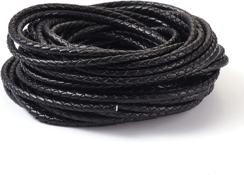 Pandahall 10.93 Yards Round Braided Genuine 4mm Boho Leather Cord Leather Strip Cord Braiding String for Bracelet Necklace Beading Jewelry DIY Cra...