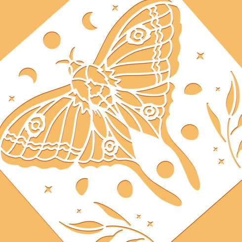 BENECREAT 12x12" Moth Plastic Stencils Moon Star Grass Drawing Templates for Wood Wall Painting and Scrapbooking...