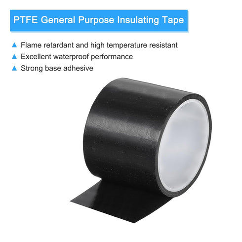 MECCANIXITY High Temperature Tape 70mm PTFE Coated Fabric Tape Heat Resistant Tape for Vacuum Sealers Adhesive Tape 10m/33ft Black 0.13mm Thicknes...