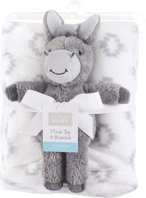 Hudson Baby Unisex Baby Plush Blanket with Toy, Snuggly Donkey, One Size...